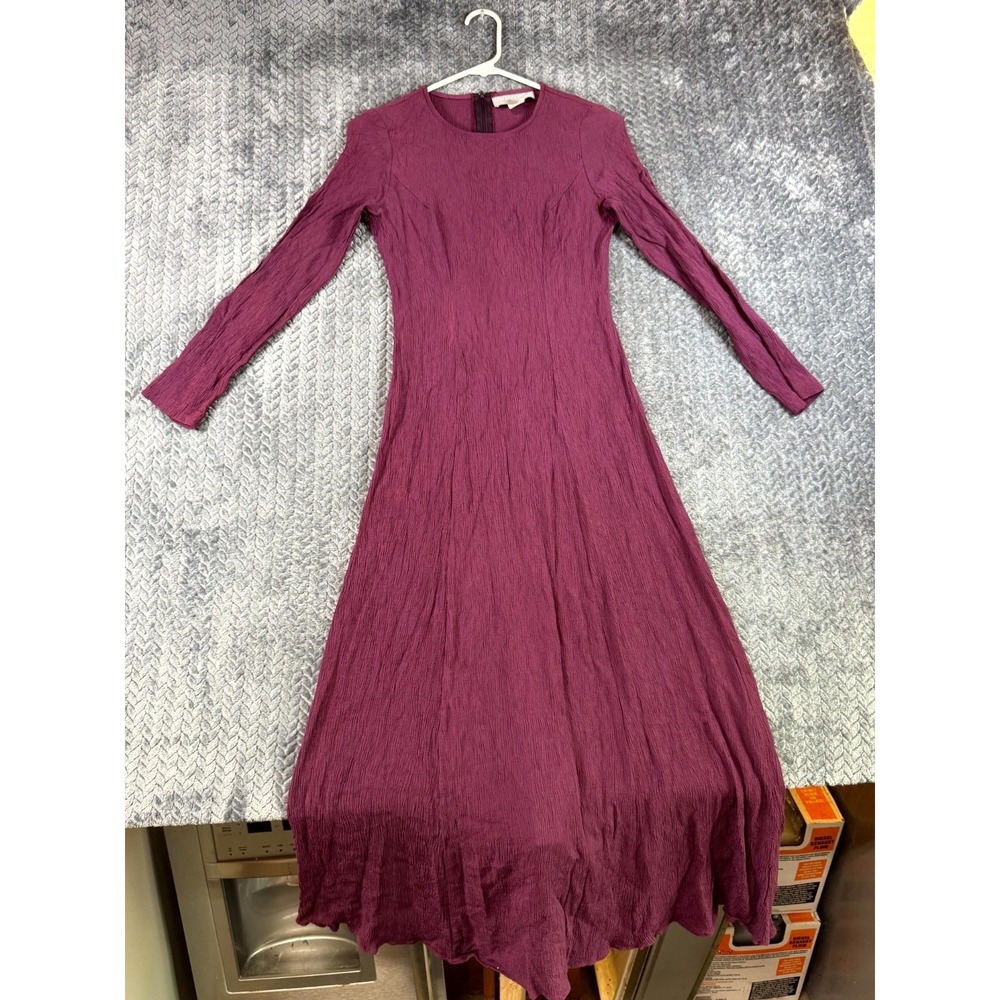Carol Anderson California Midi Dress Womens 6 Burgundy Textured Stretch Back Zip